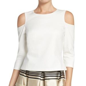 NWT Eliza J Cold Shoulder Cream Blouse Top